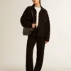 Star Bag από γυαλιστερό μαύρο δέρμα με αστέρι σε τόνους του ίδιου χρώματος