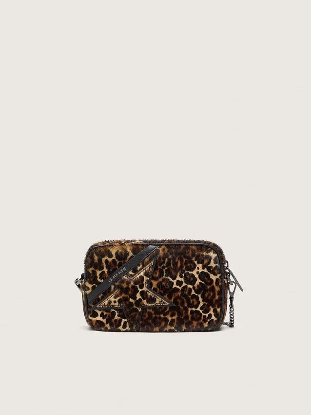 Star Bag Mini από δέρμα πόνυ με animal print και αστέρι tone-on-tone