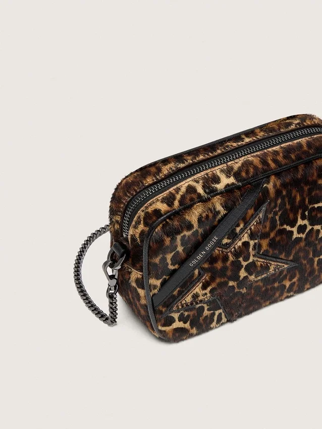Star Bag Mini από δέρμα πόνυ με animal print και αστέρι tone-on-tone