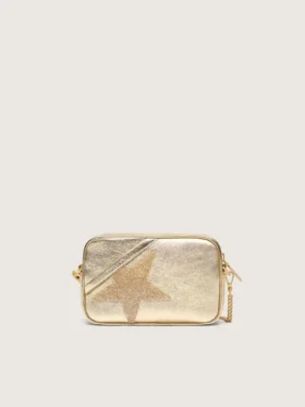 Star Bag «Mini» από δέρμα σε χρώμα πλατίνας με αστέρι Swarovski