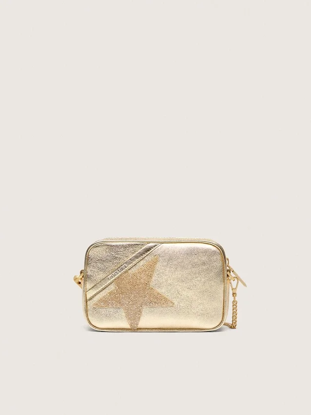 Star Bag «Mini» από δέρμα σε χρώμα πλατίνας με αστέρι Swarovski