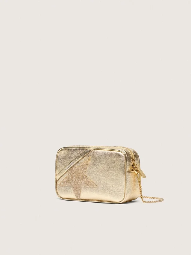 Star Bag «Mini» από δέρμα σε χρώμα πλατίνας με αστέρι Swarovski