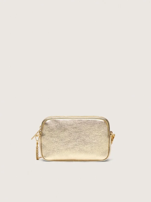 Star Bag «Mini» από δέρμα σε χρώμα πλατίνας με αστέρι Swarovski