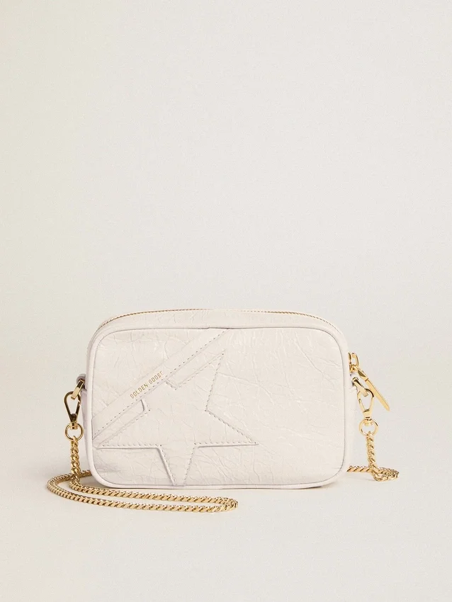 Star Bag «Mini» από δέρμα σε χρώμα βουτύρου-λευκό με αστέρι σε τόνο-πάνω-τόνο