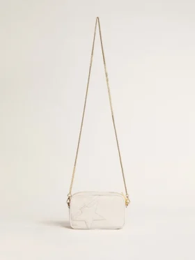 Star Bag «Mini» από δέρμα σε χρώμα βουτύρου-λευκό με αστέρι σε τόνο-πάνω-τόνο