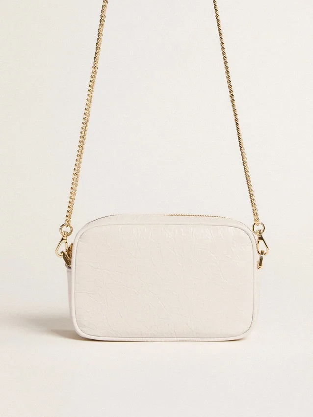 Star Bag «Mini» από δέρμα σε χρώμα βουτύρου-λευκό με αστέρι σε τόνο-πάνω-τόνο