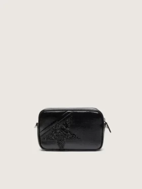Star Bag Mini από μαύρο δέρμα με αστέρι από κρύσταλλα Swarovski