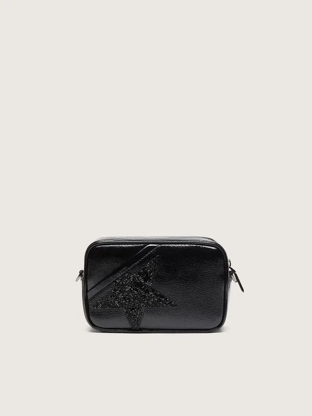 Star Bag Mini από μαύρο δέρμα με αστέρι από κρύσταλλα Swarovski