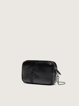 Star Bag Mini από μαύρο δέρμα με αστέρι από κρύσταλλα Swarovski