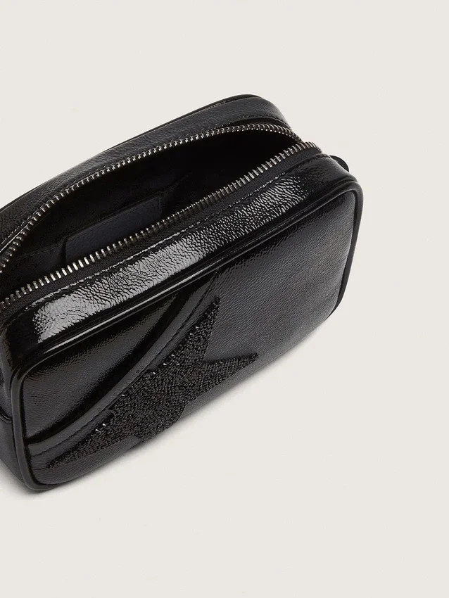 Star Bag Mini από μαύρο δέρμα με αστέρι από κρύσταλλα Swarovski