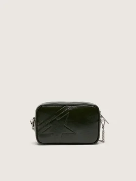 Star Bag Mini από μαύρο δέρμα με αστέρι σε τόνους του ίδιου χρώματος