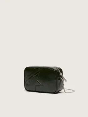 Star Bag Mini από μαύρο δέρμα με αστέρι σε τόνους του ίδιου χρώματος