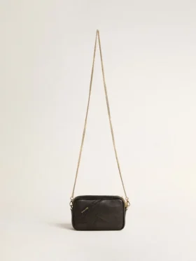 Star Bag Mini από μαύρο δέρμα με αστέρι σε τόνους του ίδιου χρώματος