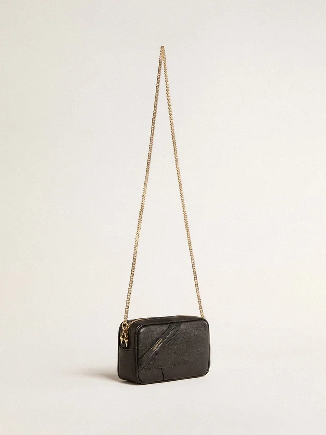 Star Bag Mini από μαύρο δέρμα με αστέρι σε τόνους του ίδιου χρώματος