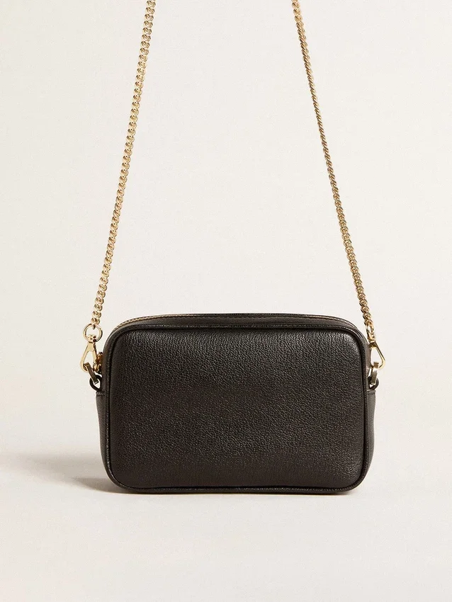 Star Bag Mini από μαύρο δέρμα με αστέρι σε τόνους του ίδιου χρώματος