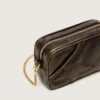 Star Bag «Mini» από παλαιωμένο σκούρο καφέ δέρμα με αστέρι σε τόνους του ίδιου χρώματος