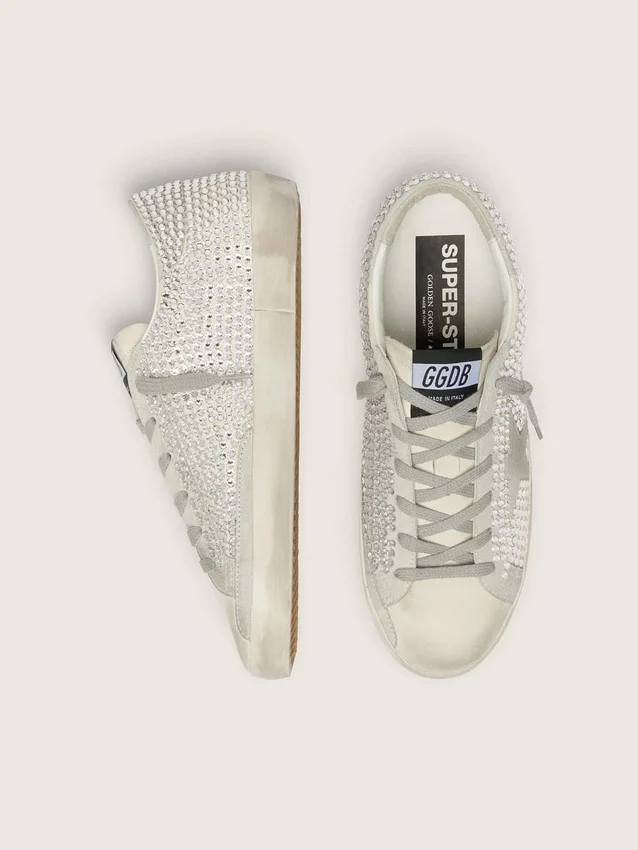 Super-Star από νουμπούκ με κρύσταλλα Swarovski και αστέρι από σουέτ σε χρώμα γκρι πάγου
