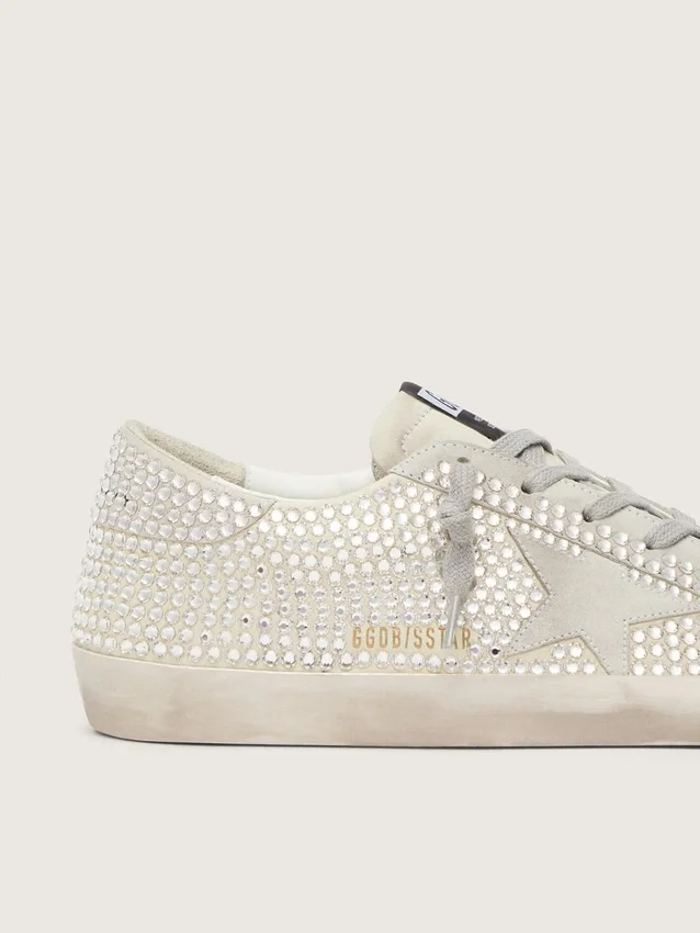 Super-Star από νουμπούκ με κρύσταλλα Swarovski και αστέρι από σουέτ σε χρώμα γκρι πάγου