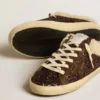 Super-Star Sabot με γκλίτερ, καφέ αστέρι και επένδυση από shearling