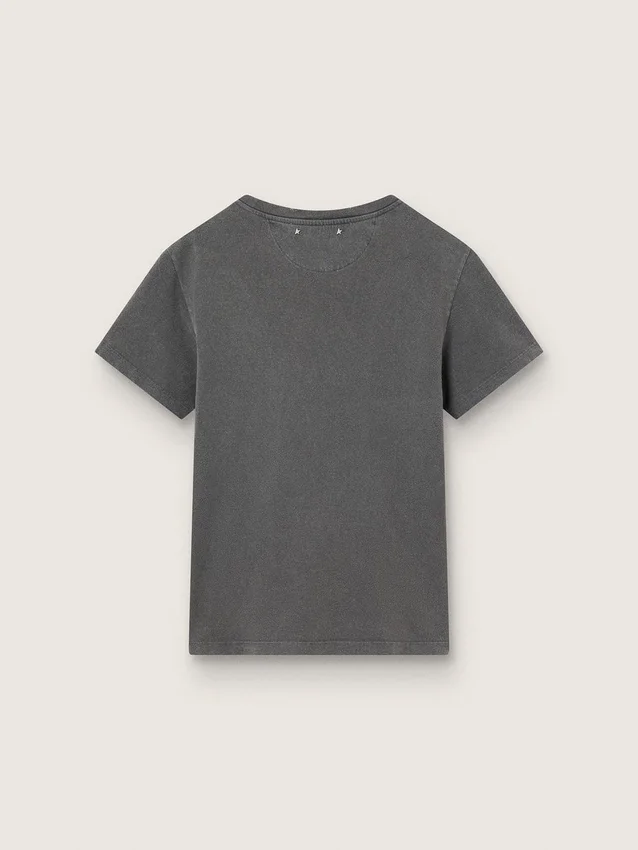 Τ-shirt με φθαρμένη εμφάνιση και στενή γραμμή σε ανθρακί χρώμα