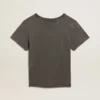 Τ-shirt με φθαρμένη εμφάνιση και στενή γραμμή σε ανθρακί χρώμα