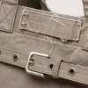 Τσάντα tote από καμβά σε χρώμα ανθρακί με κεντήματα και λεπτομέρειες σε χρώμα παλαιωμένου ασημιού