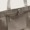 Τσάντα tote από καμβά σε χρώμα ανθρακί με κεντήματα και λεπτομέρειες σε χρώμα παλαιωμένου ασημιού