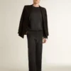 Unisex φούτερ από φθαρμένο μαύρο βαμβάκι με κεντημένο λογότυπο