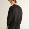 Unisex φούτερ από φθαρμένο μαύρο βαμβάκι με κεντημένο λογότυπο