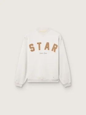 Unisex φούτερ «Star» από γκρι μελανζέ βαμβάκι με κεντημένο το λογότυπο «Star»