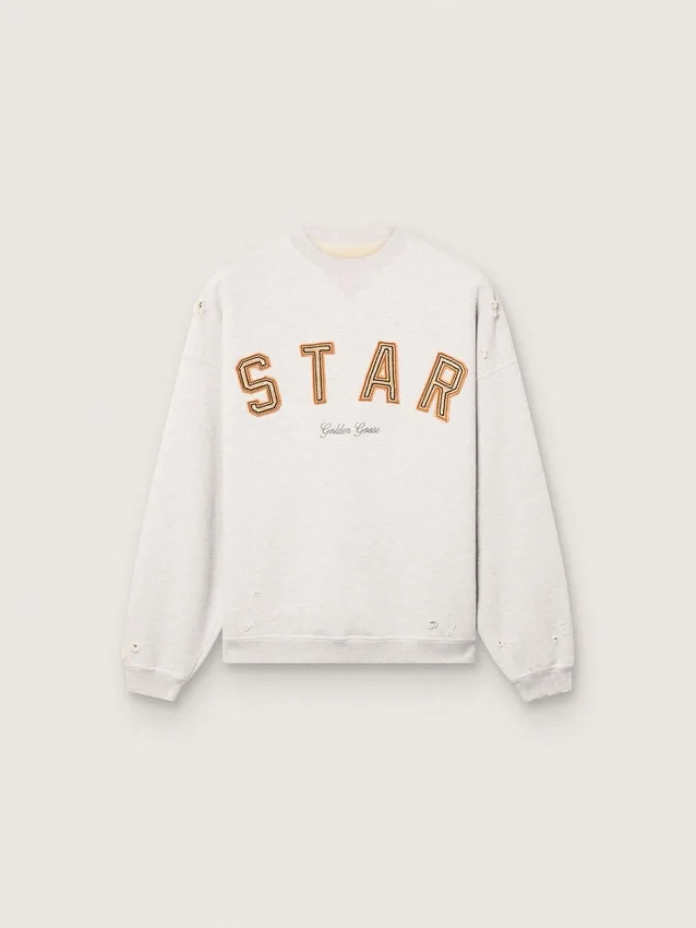 Unisex φούτερ «Star» από γκρι μελανζέ βαμβάκι με κεντημένο το λογότυπο «Star»