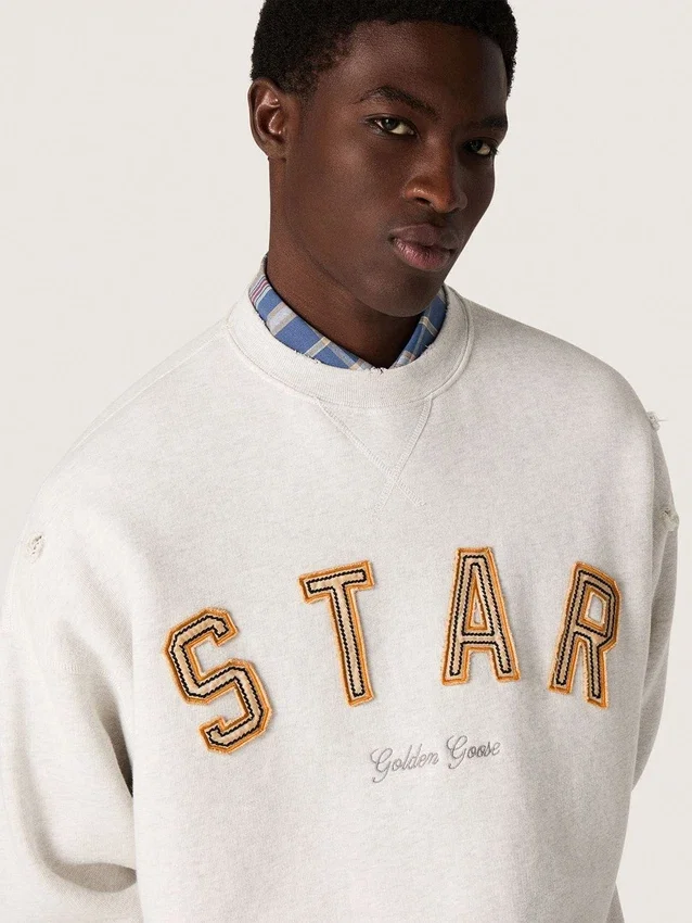 Unisex φούτερ «Star» από γκρι μελανζέ βαμβάκι με κεντημένο το λογότυπο «Star»