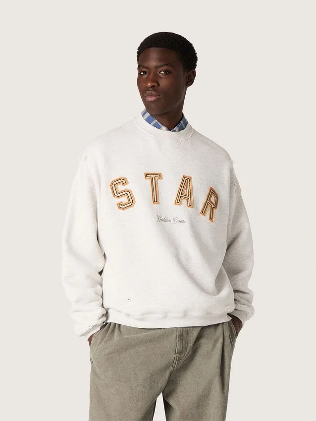Unisex φούτερ «Star» από γκρι μελανζέ βαμβάκι με κεντημένο το λογότυπο «Star»