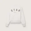 Unisex φούτερ Star από γκρι βαμβάκι με κεντήματα και κρύσταλλα