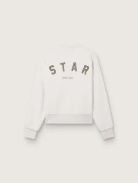Unisex φούτερ Star από γκρι βαμβάκι με κεντήματα και κρύσταλλα