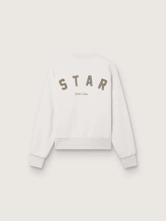 Unisex φούτερ Star από γκρι βαμβάκι με κεντήματα και κρύσταλλα