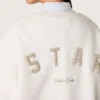Unisex φούτερ Star από γκρι βαμβάκι με κεντήματα και κρύσταλλα
