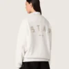 Unisex φούτερ Star από γκρι βαμβάκι με κεντήματα και κρύσταλλα