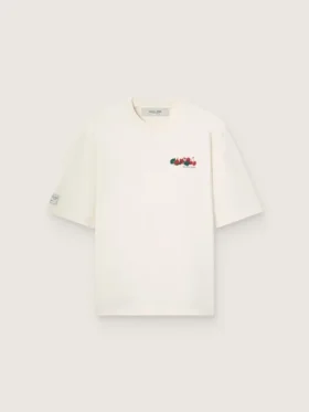 Unisex λευκό βαμβακερό Pουκάμισο Resort με τύπωμα και λογότυπο
