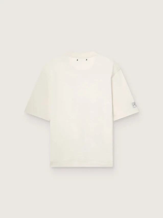 Unisex λευκό βαμβακερό Pουκάμισο Resort με τύπωμα και λογότυπο