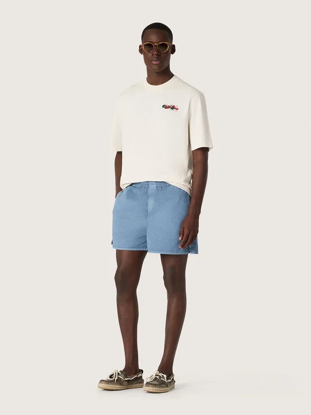 Unisex λευκό βαμβακερό Pουκάμισο Resort με τύπωμα και λογότυπο