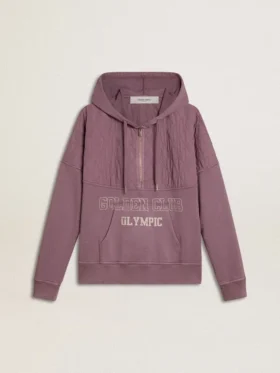 Unisex μωβ βαμβακερό φούτερ με τύπωμα στο μπροστινό μέρος