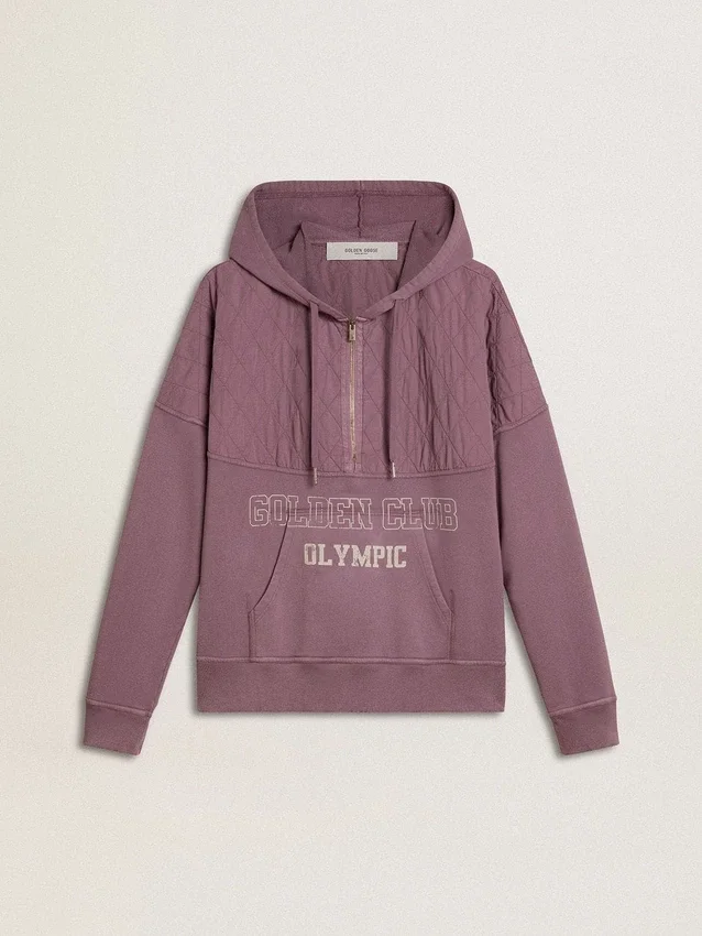 Unisex μωβ βαμβακερό φούτερ με τύπωμα στο μπροστινό μέρος