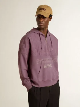 Unisex μωβ βαμβακερό φούτερ με τύπωμα στο μπροστινό μέρος