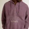 Unisex μωβ βαμβακερό φούτερ με τύπωμα στο μπροστινό μέρος