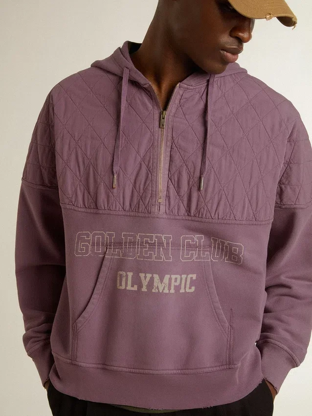 Unisex μωβ βαμβακερό φούτερ με τύπωμα στο μπροστινό μέρος