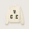 Unisex βαμβακερό φούτερ Star σε vintage λευκό χρώμα με κεντημένα μπάλωμα VCE