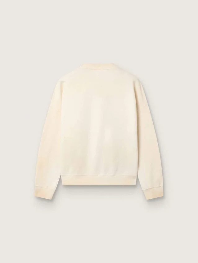 Unisex βαμβακερό φούτερ Star σε vintage λευκό χρώμα με κεντημένα μπάλωμα VCE