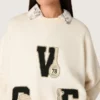 Unisex βαμβακερό φούτερ Star σε vintage λευκό χρώμα με κεντημένα μπάλωμα VCE
