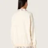 Unisex βαμβακερό φούτερ Star σε vintage λευκό χρώμα με κεντημένα μπάλωμα VCE